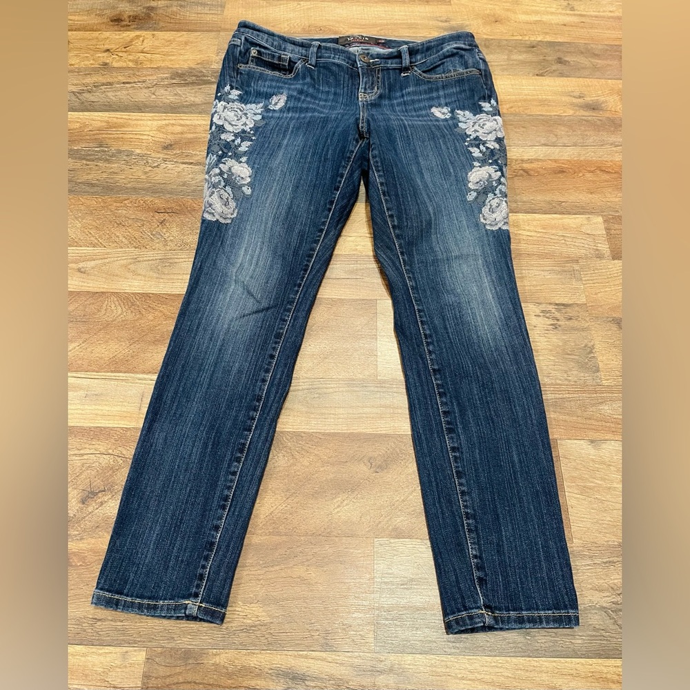 Torrid Blue Straight Leg Jeans with Embroidered Details